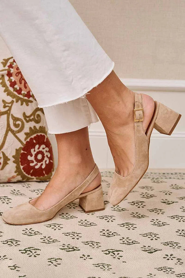 Talons slingback essentiels chunky kaki à bout carré avec boucle