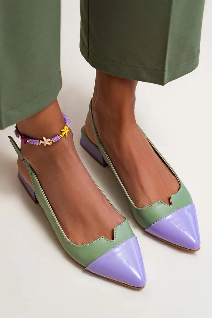 Ballerines slingback découpées color block à pointe avec boucle