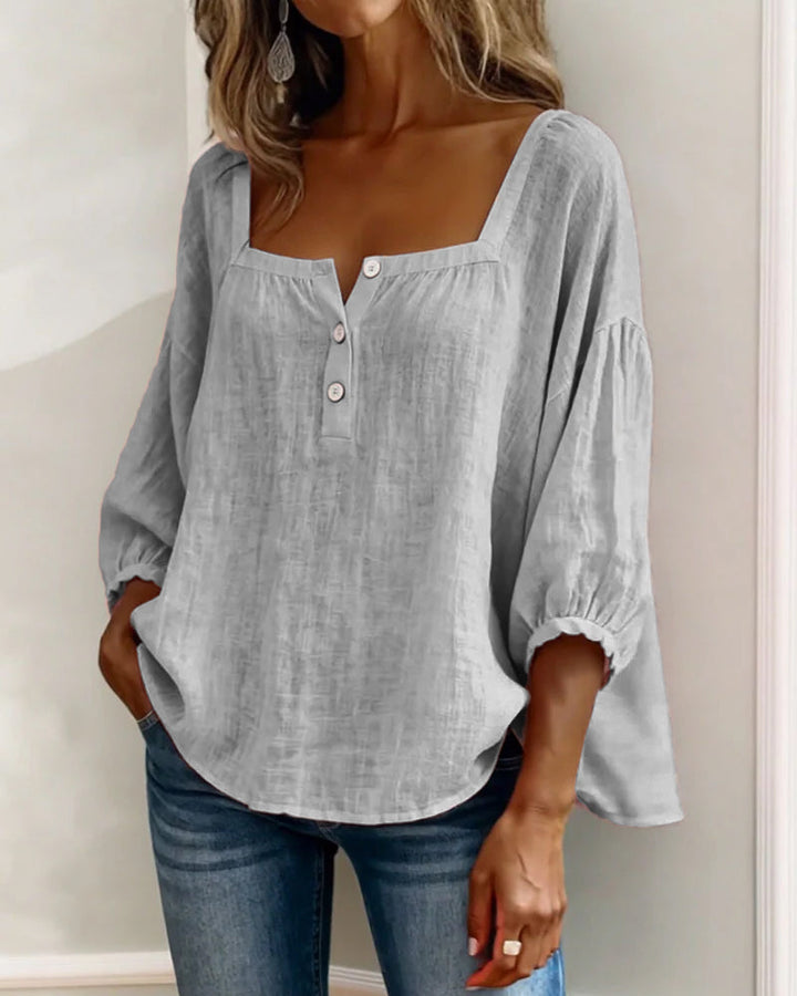 Julie | Chemise à encolure carrée et manches lanternes