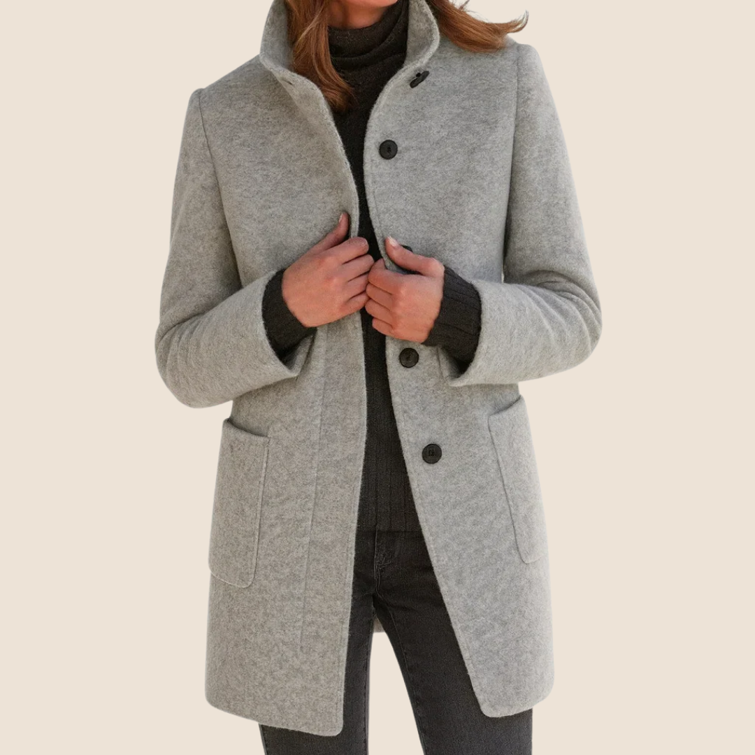 Adrienne | Manteau midi texturé à col montant