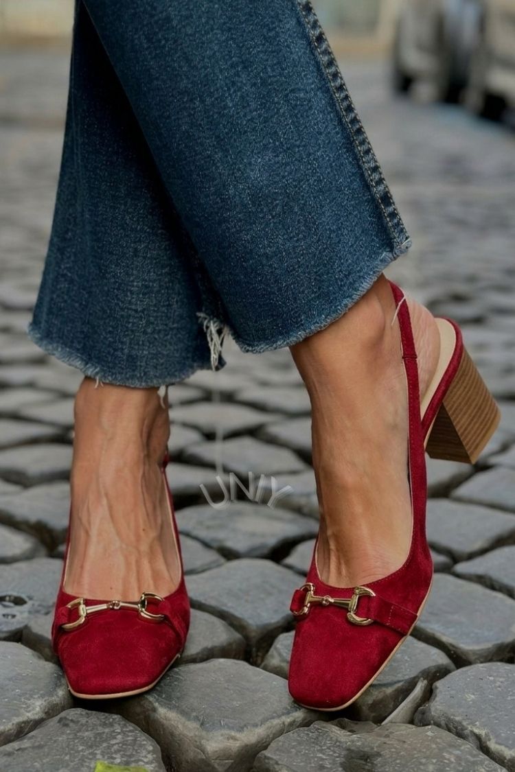 Talons bloc slingback en daim Olive