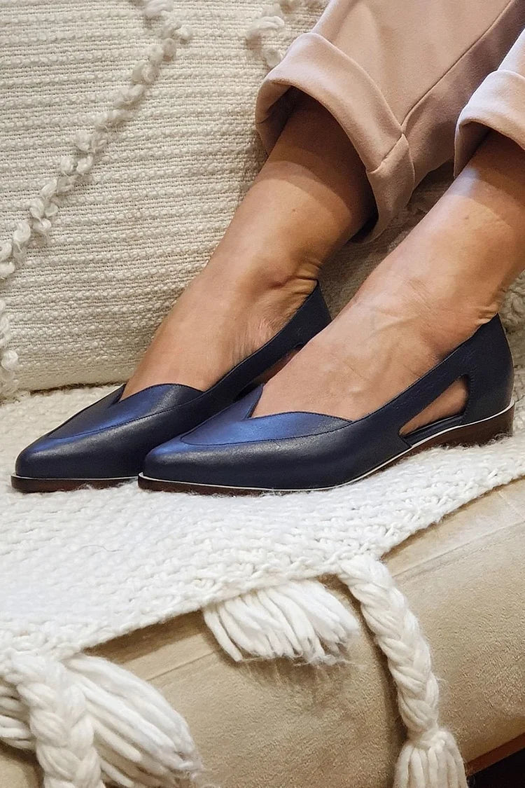 Ballerines à découpe slip-on décontractées Bleu Marine à pointe