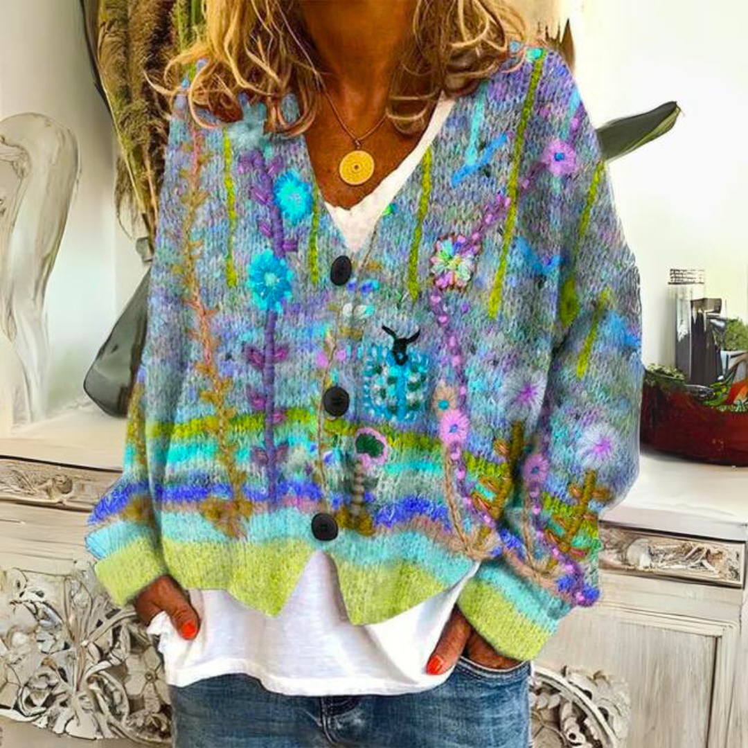 Addison - Cardigan Boutonné Décontracté Rétro Élégant