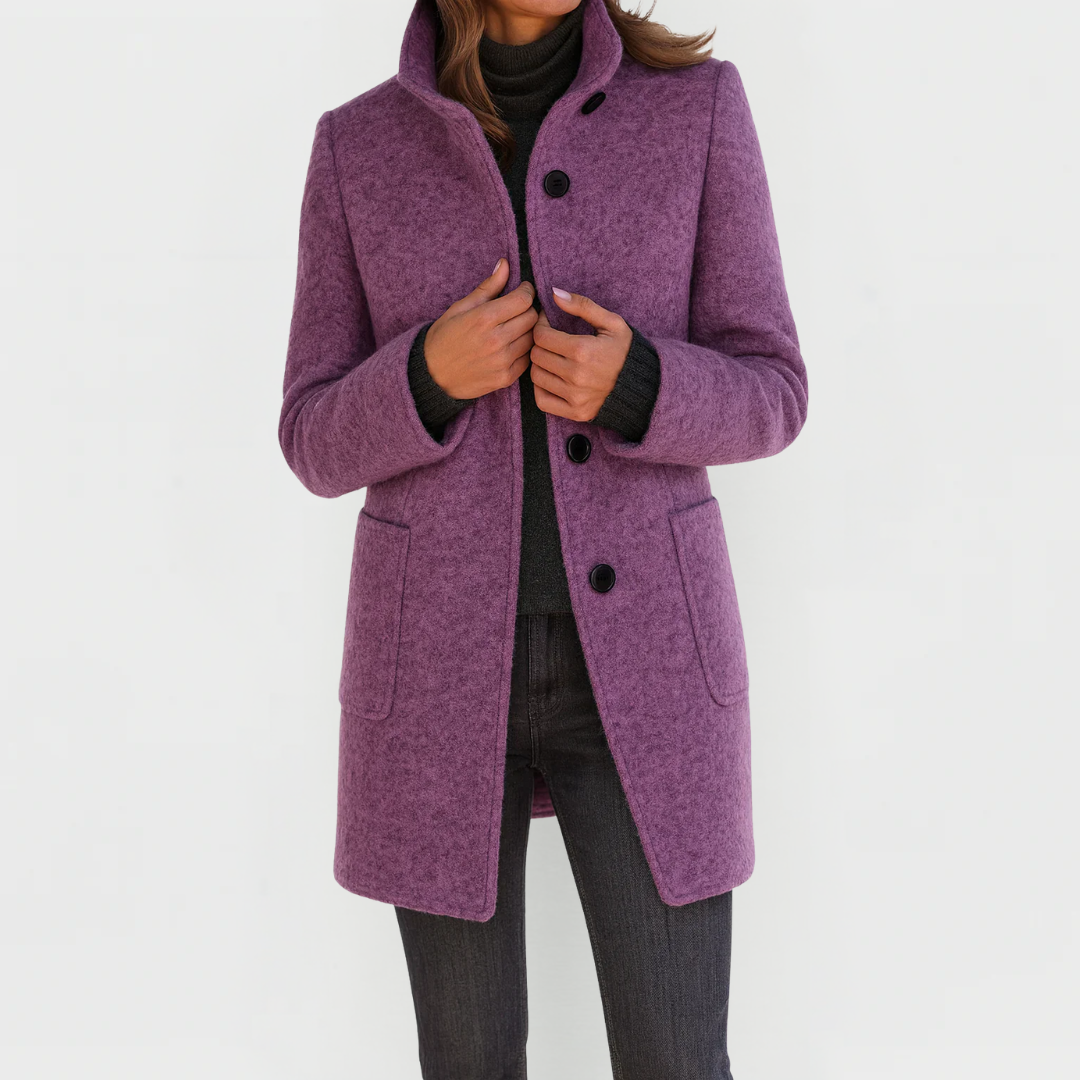 Adrienne | Manteau midi texturé à col montant