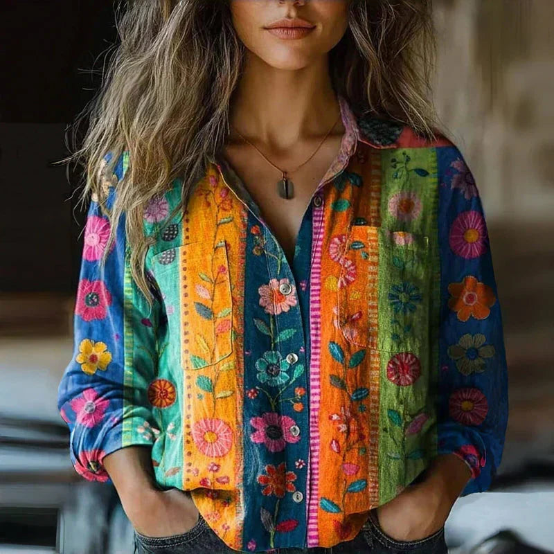 Nanna | Blouse à Imprimé Floral Rétro