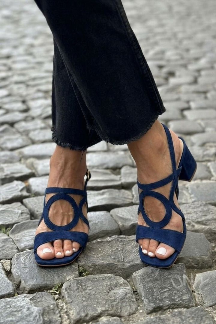 Sandales à talons slingback découpées Jaunes à bout carré