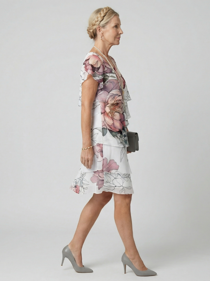 Kualani | Robe florale propre à longueur genou
