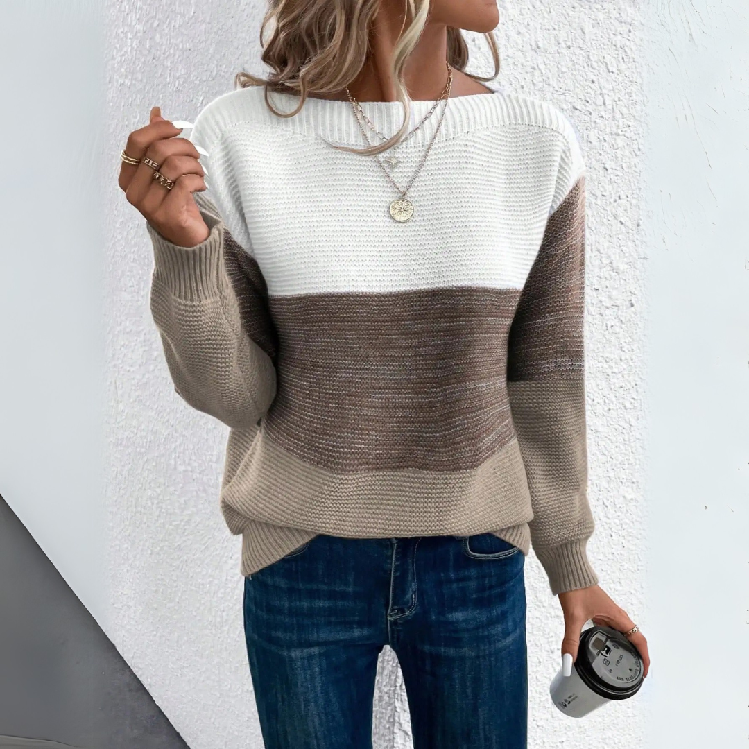 Clara | Pull en Patchwork Élégant Trois Couleurs