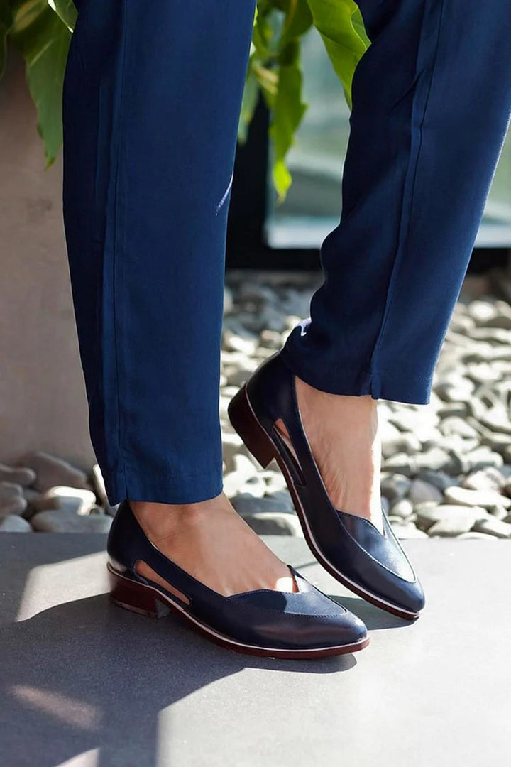 Ballerines à découpe slip-on décontractées Bleu Marine à pointe