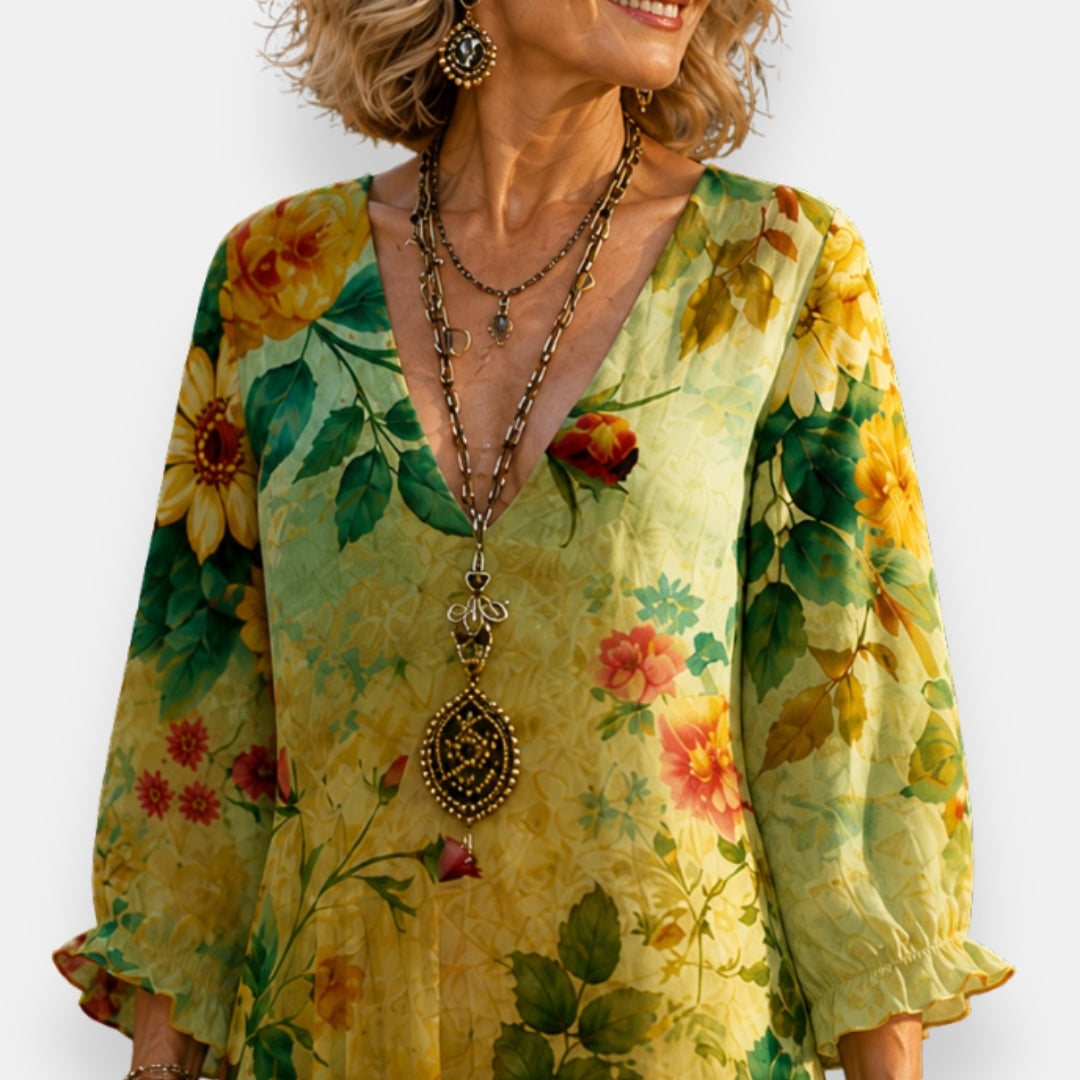 Urvinelle | Robe fleurie fluide col en V
