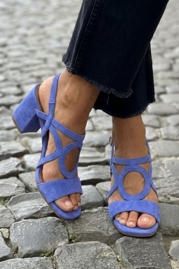 Sandales à talons slingback découpées Jaunes à bout carré