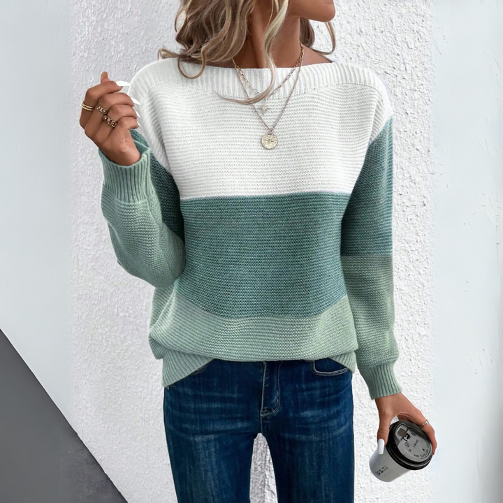 Clara | Pull en Patchwork Élégant Trois Couleurs