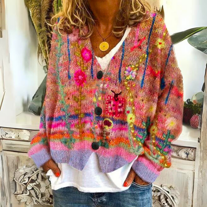 Addison - Cardigan Boutonné Décontracté Rétro Élégant