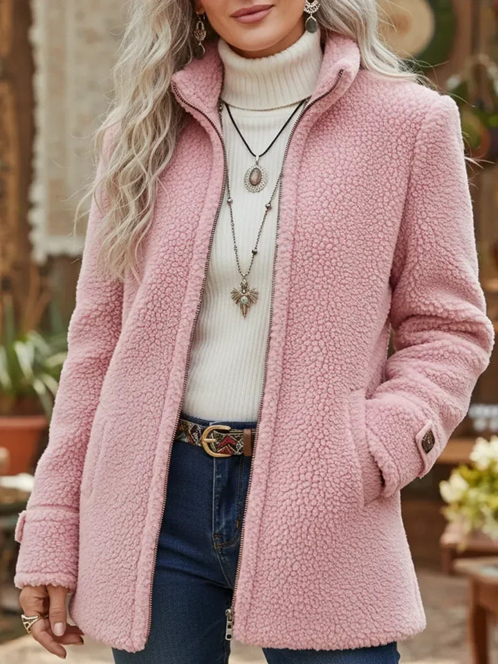 Chanelle | Veste à col montant en lambswool avec fermeture éclair
