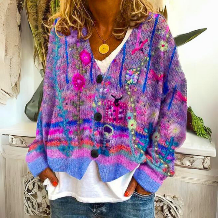 Addison - Cardigan Boutonné Décontracté Rétro Élégant