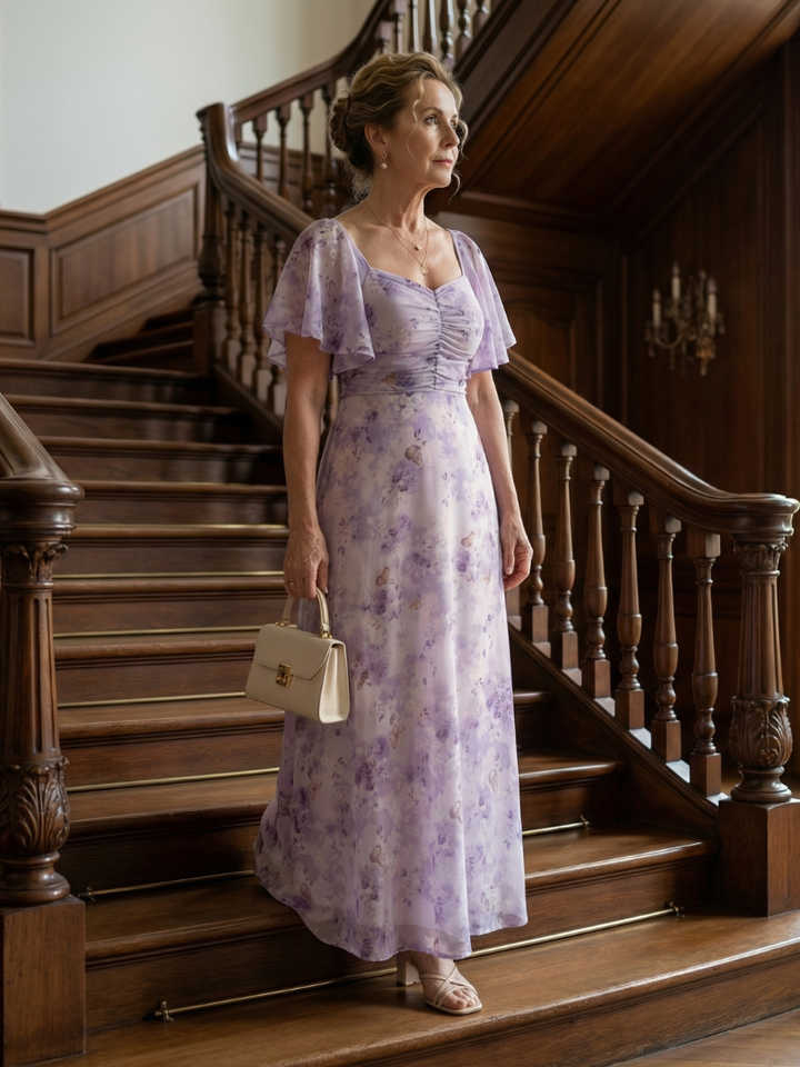 Vaelis | Robe Midi à Manches Volantes