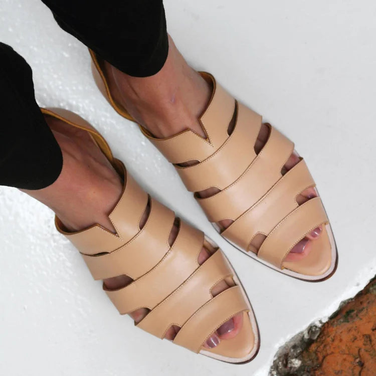 Ballerines à bout ouvert et découpées, slip-on, casual
