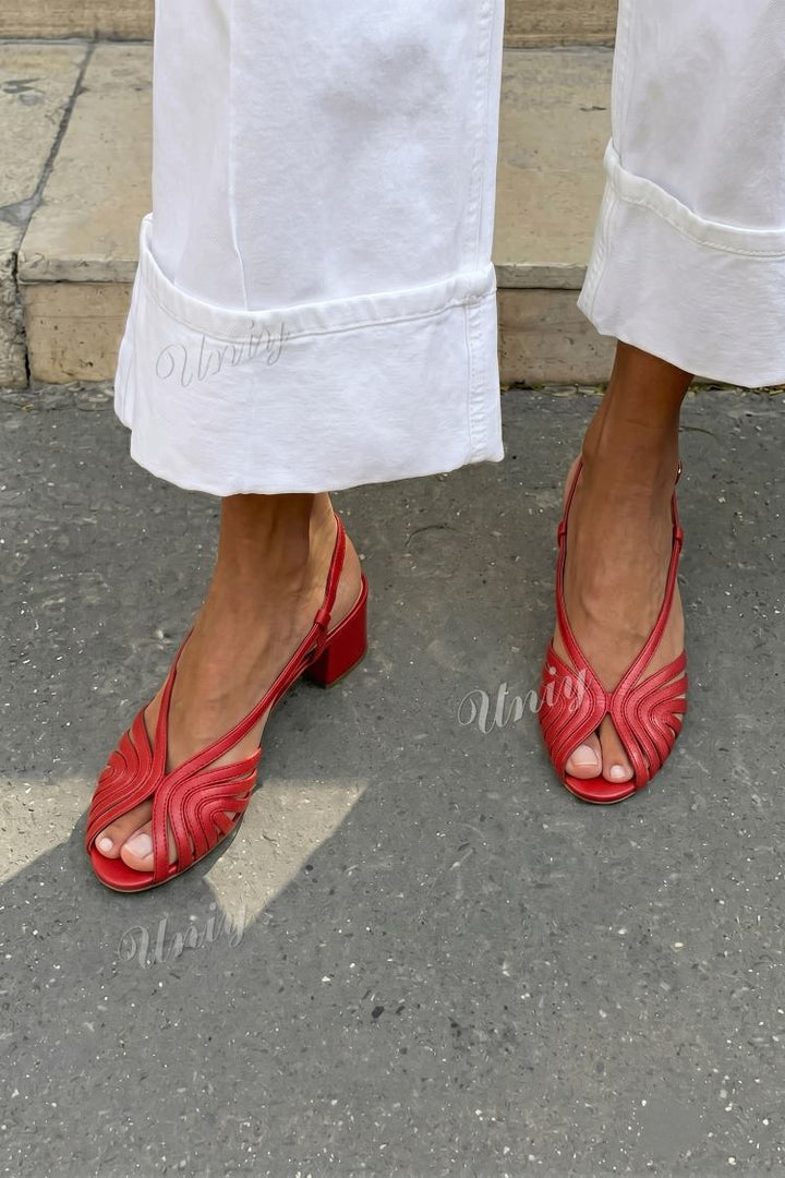 Talons bloc slingback peep toe tressés métallisés Or Rose