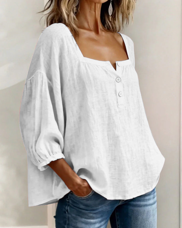 Julie | Chemise à encolure carrée et manches lanternes