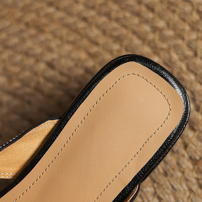 Mules en cuir à bout carré Rosel