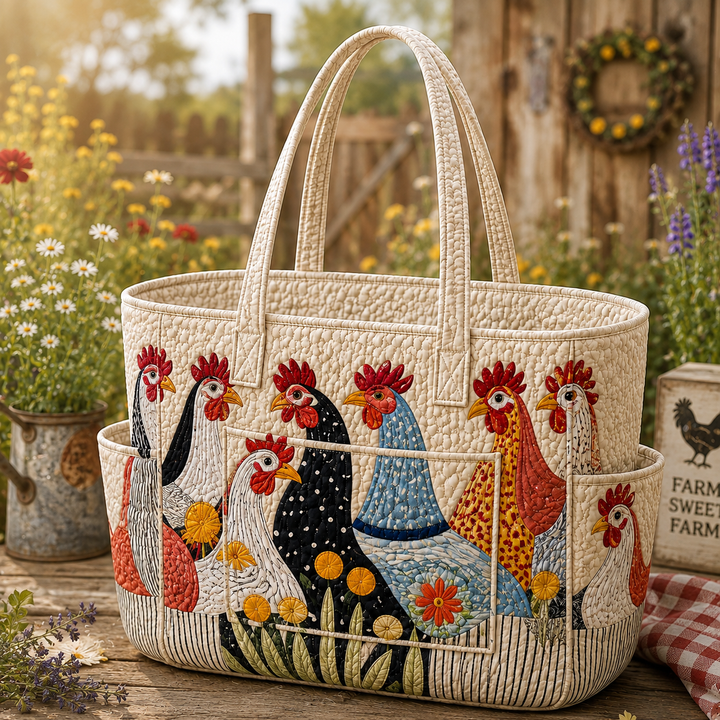 Agathe | Sac cabas matelassé à la poule des prés