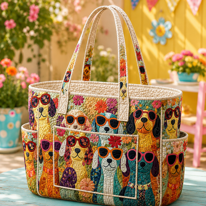 Sophie | Sac cabas matelassé aux chiens joyeux