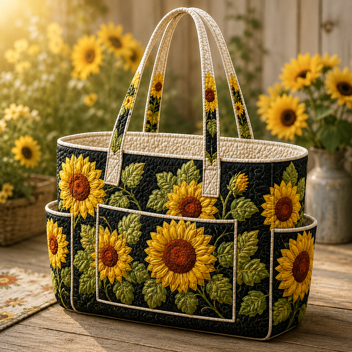 Suzanne | Sac cabas matelassé aux tournesols