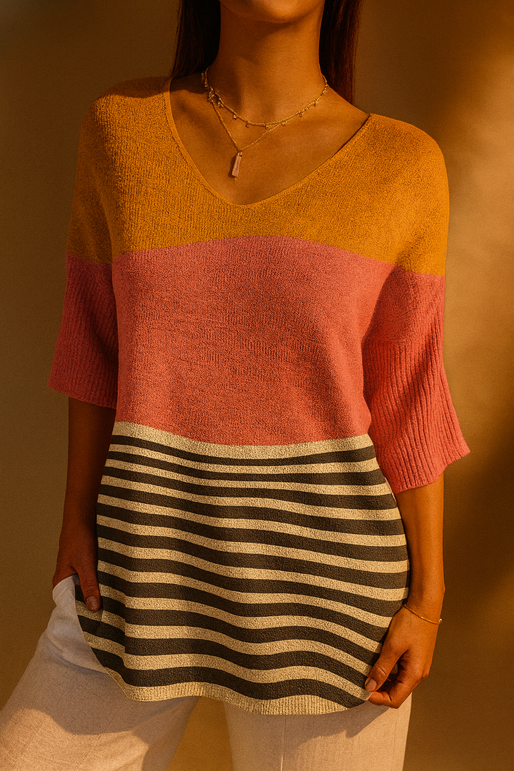 Impression artistique en tricot à motif abstrait pour femmes
