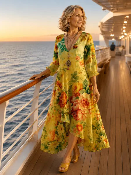 Urvinelle | Robe fleurie fluide col en V