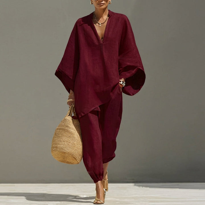 Marina | Ensemble Casual à Deux Pièces avec Col en V pour Femme