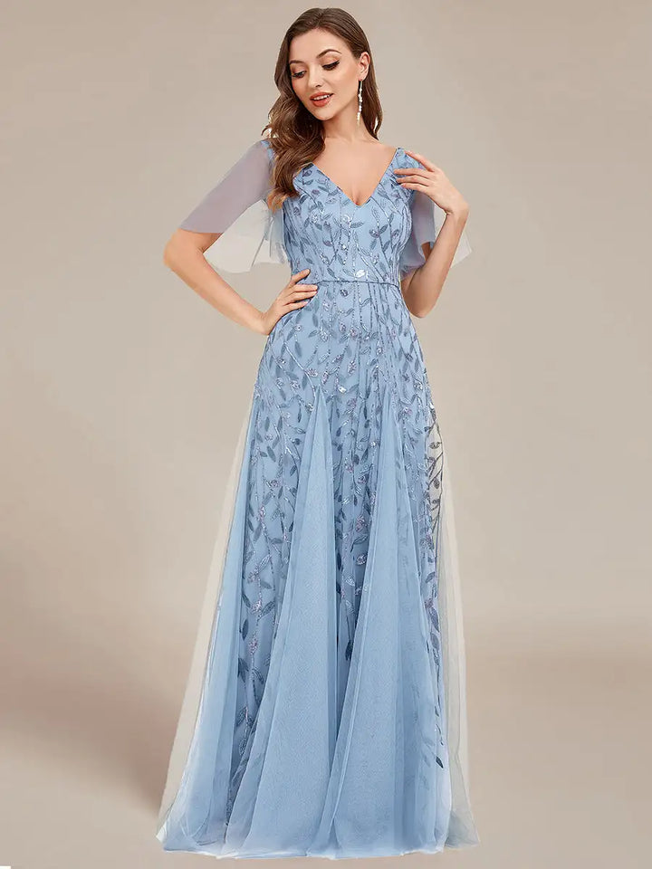 Skye | Robe de soirée en sequins à décolleté en V profond