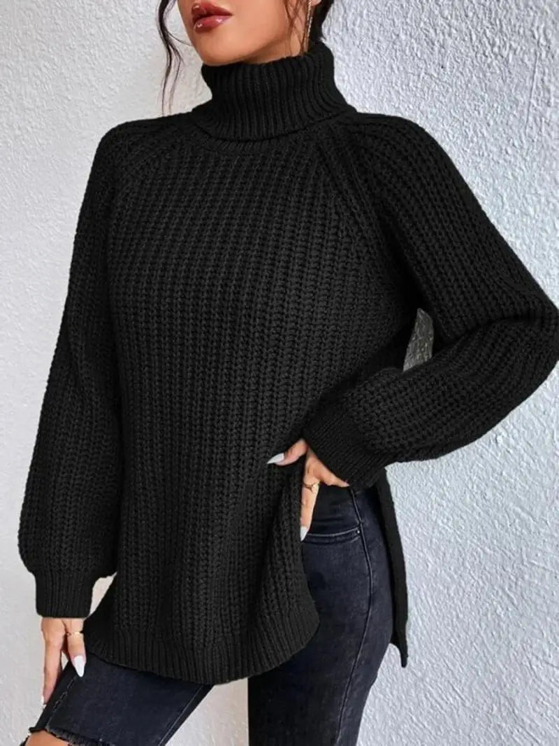 Mia - Pull Long Col Roulé Confortable