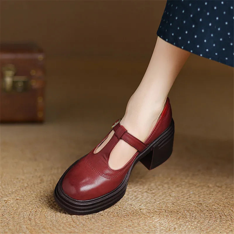 Elvana Chunky Pumps Mary Janes