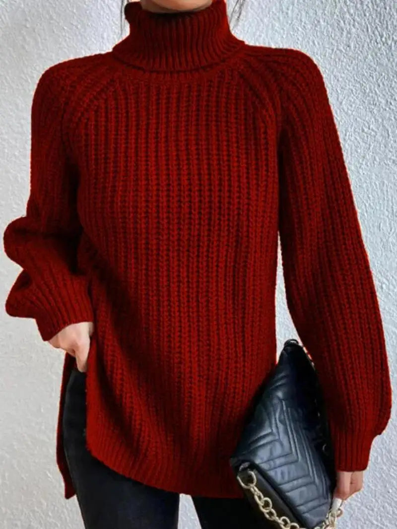 Mia - Pull Long Col Roulé Confortable