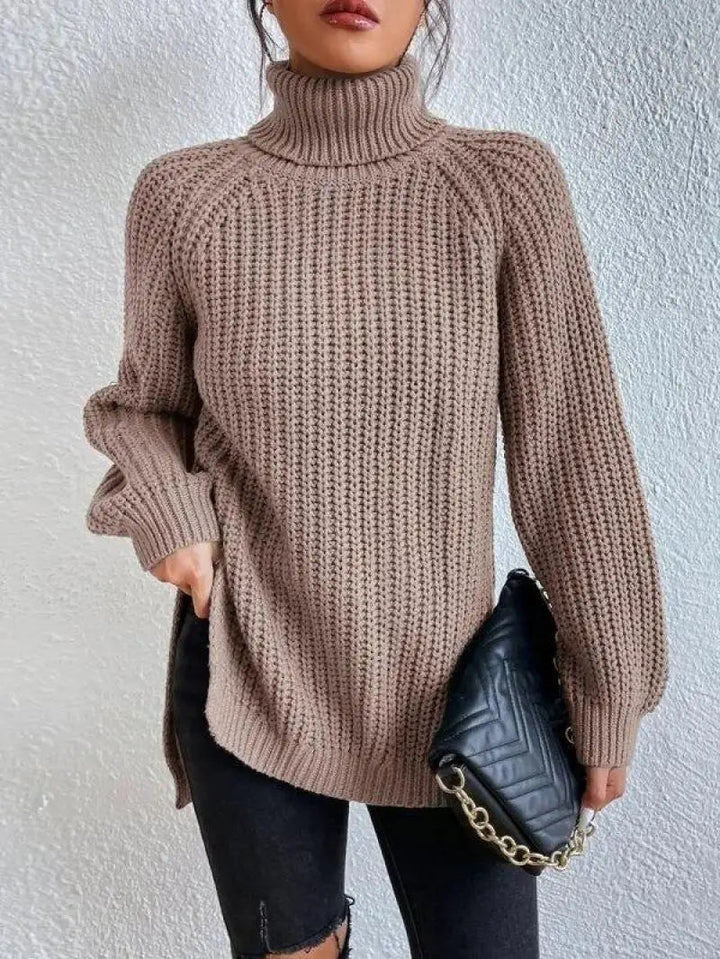 Mia - Pull Long Col Roulé Confortable
