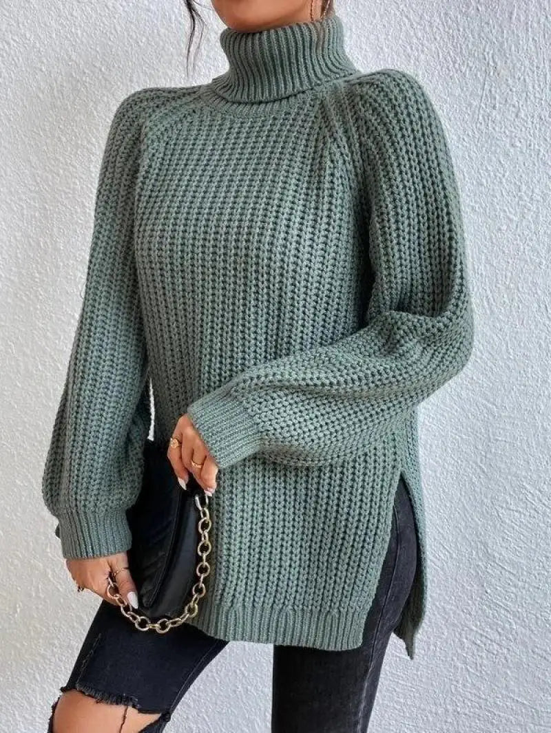 Mia - Pull Long Col Roulé Confortable