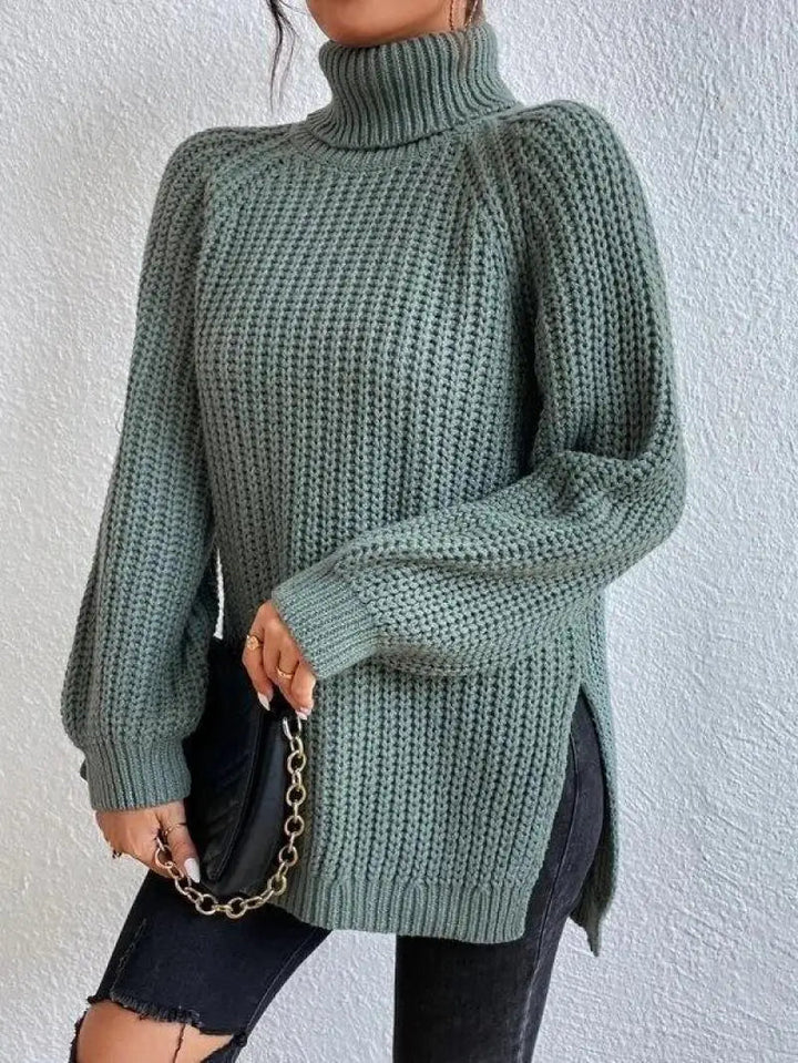 Mia - Pull Long Col Roulé Confortable