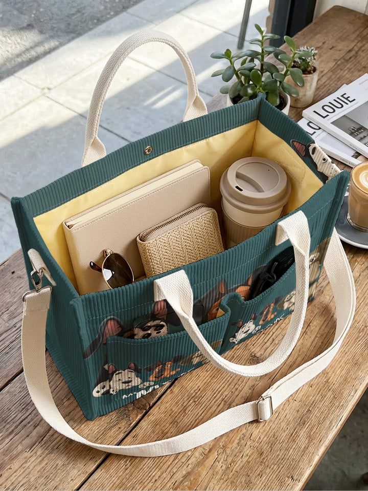 Romy | Sac cabas en velours côtelé chiens complices
