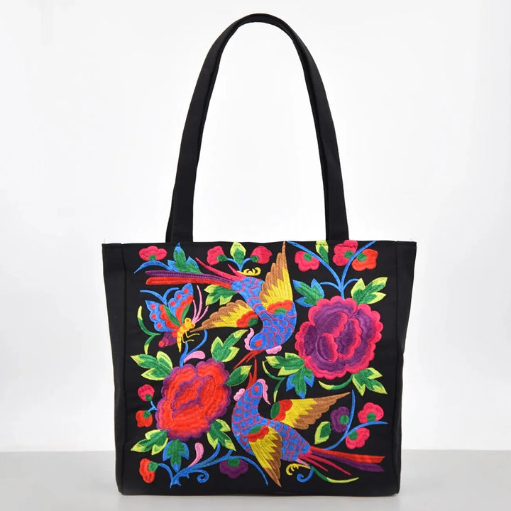 Yanis | Sac cabas brodé à motif floral, pratique et spacieux