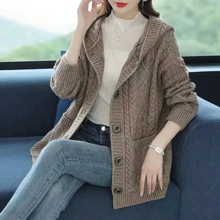 Lina - Cardigan Élégant en Maille Diamant