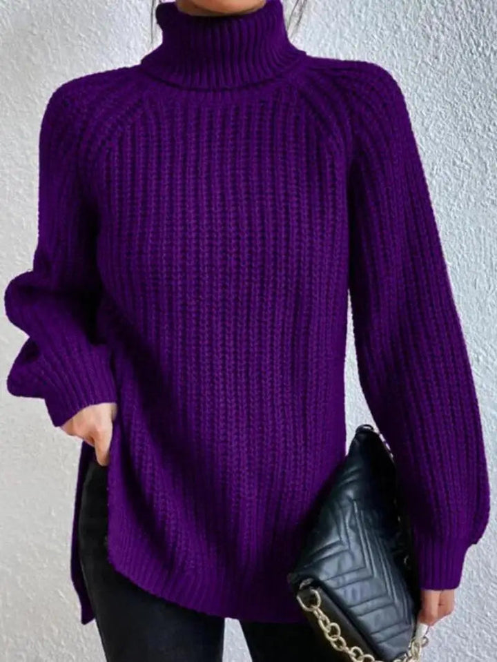 Mia - Pull Long Col Roulé Confortable