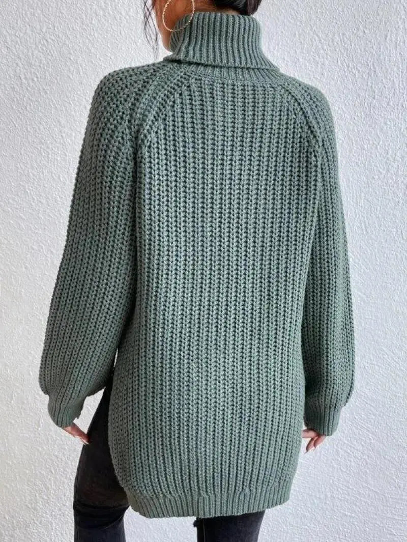 Mia - Pull Long Col Roulé Confortable