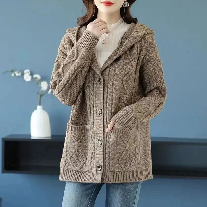 Lina - Cardigan Élégant en Maille Diamant