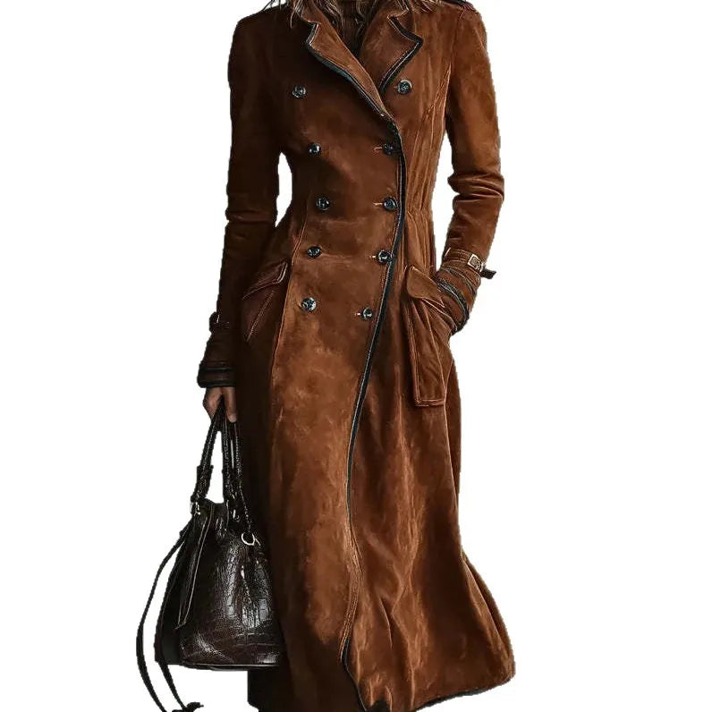 Dorine | Manteau long ceinturé effet daim