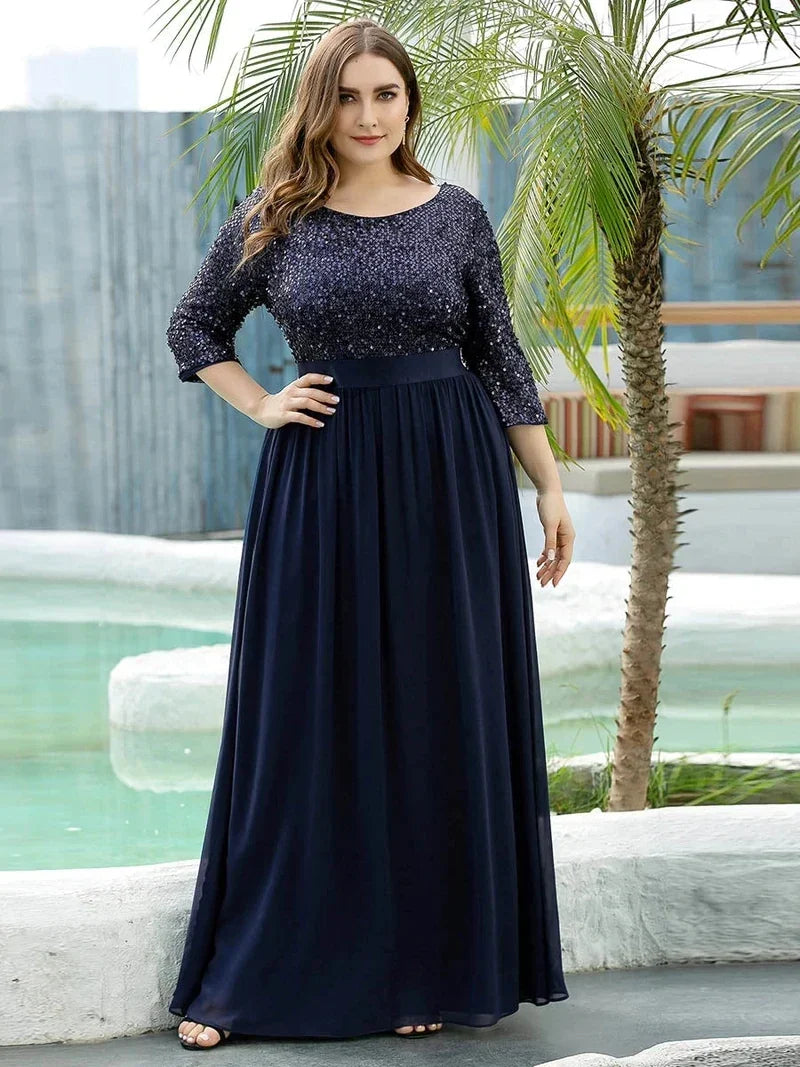 Odette | Robe A-Line à Manches Longues en Sequins