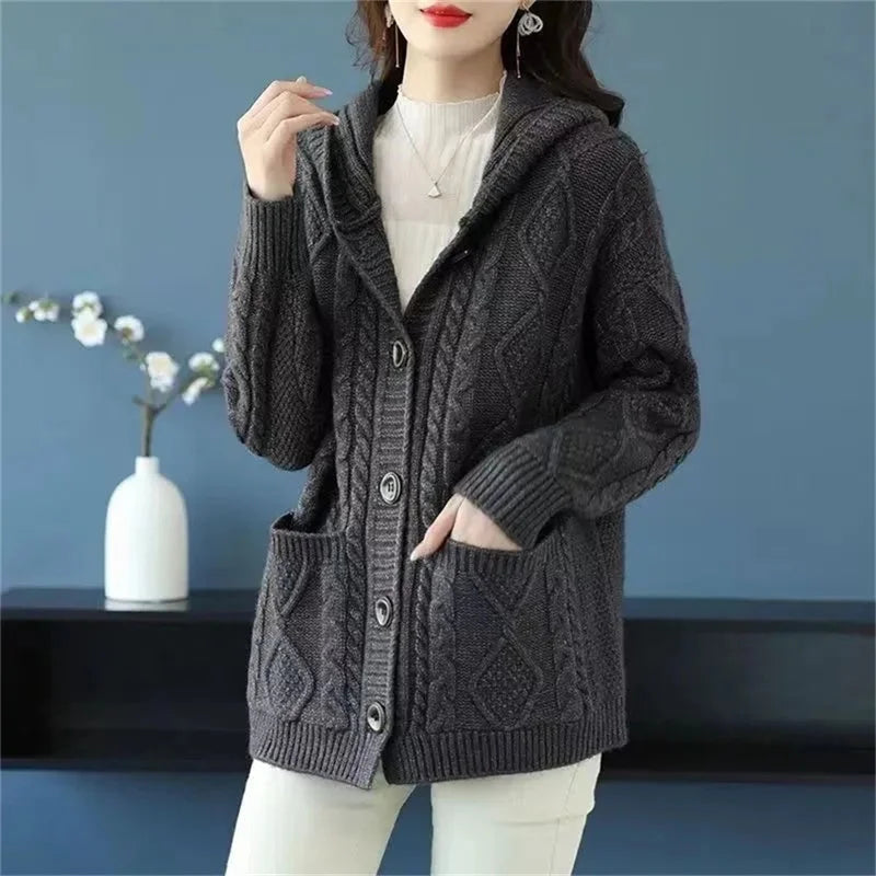 Lina - Cardigan Élégant en Maille Diamant