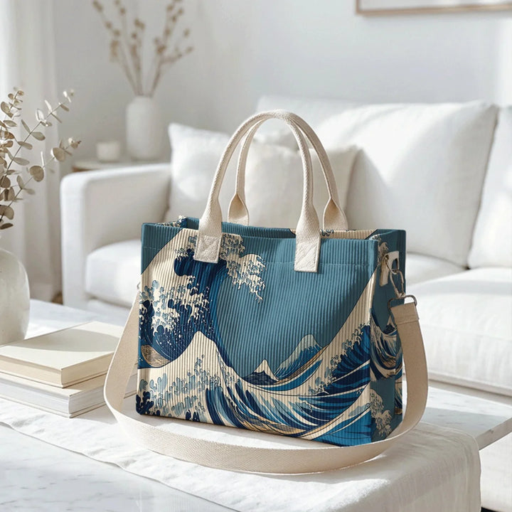 Yolaine | Sac cabas en velours côtelé grande vague