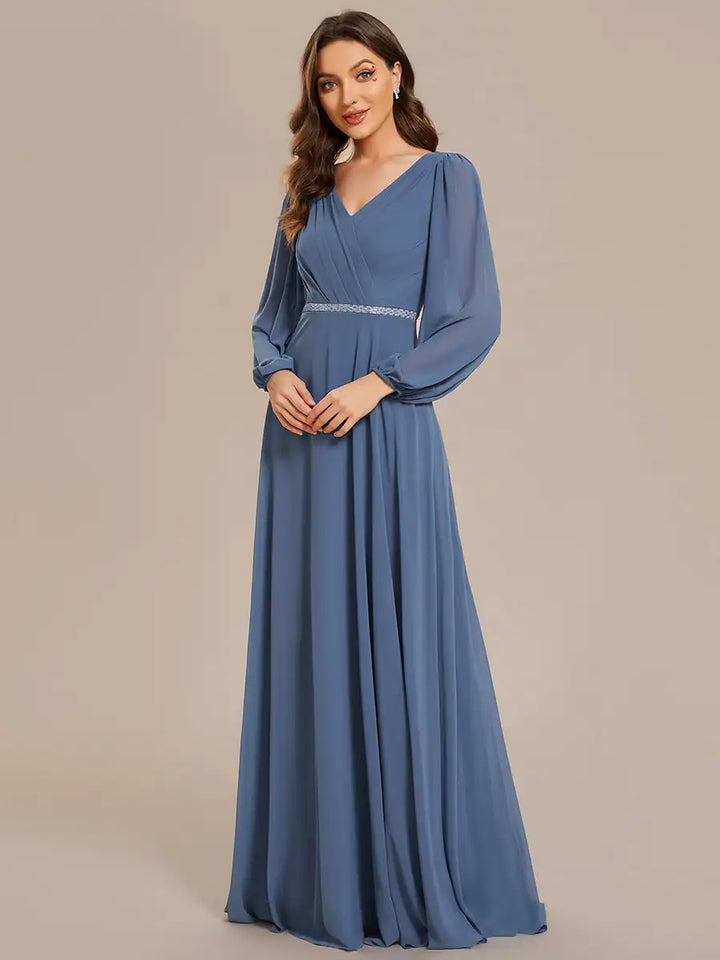 Vivienne | Robe de Soirée Longue à Manches Longues en Sequins