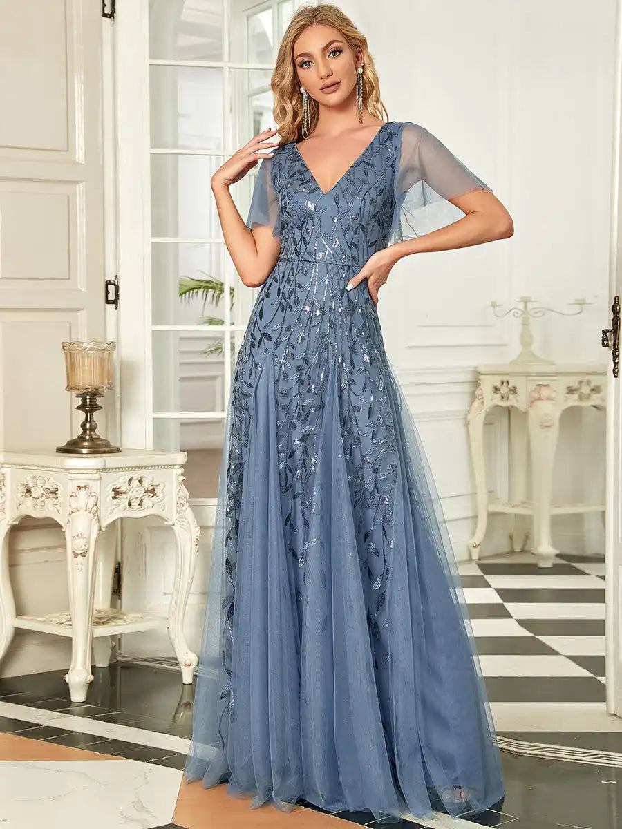 Skye | Robe de soirée en sequins à décolleté en V profond