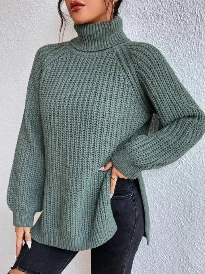 Mia - Pull Long Col Roulé Confortable
